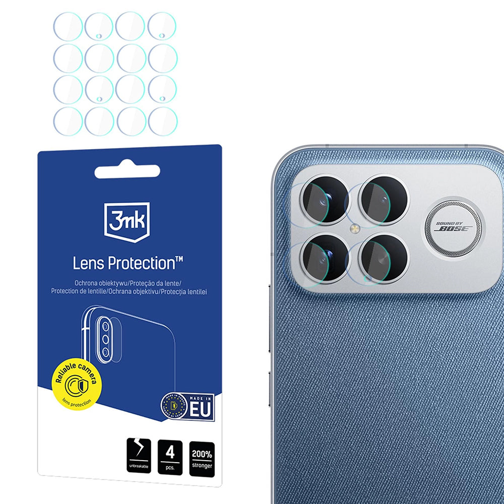 Фолио за защита на задната камера 3MK Protection за Xiaomi Poco F8 Ultra, Закалено стъкло, Комплект от 4 броя, Прозрачно