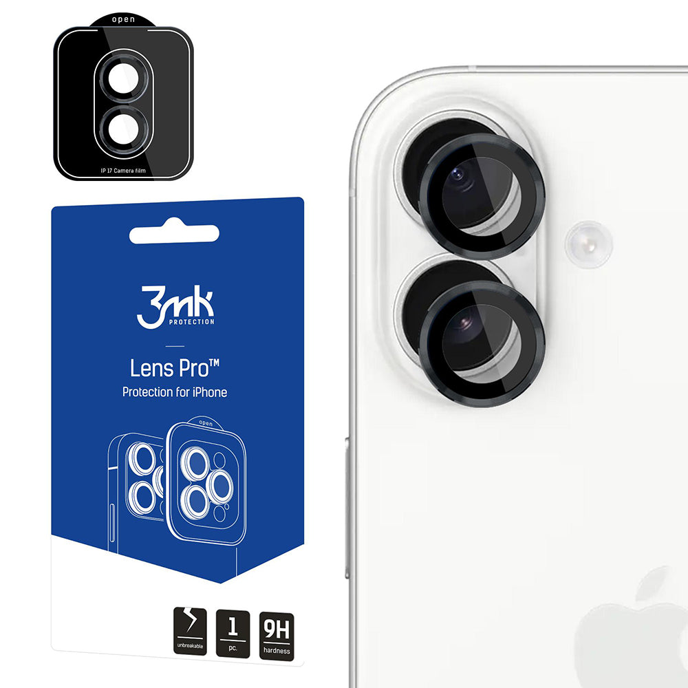 Защитно фолио за задна камера 3MK Protection Pro за Apple iPhone 17, закалено стъкло, черно