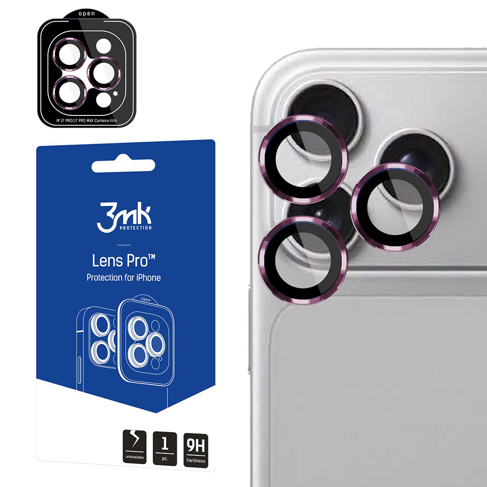 3MK Protection Pro Rear Camera Protective Film for Apple iPhone 18 Pro / 18 Pro Max, Tempered Glass, Burgundy