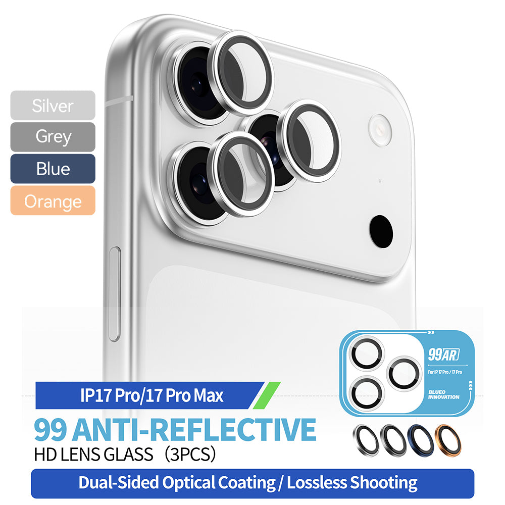Фолио за защита на задната камера Blueo 99 Anti-Refective HD за Apple iPhone 17 Pro Max / 17 Pro, Закалено стъкло, Тъмносиньо