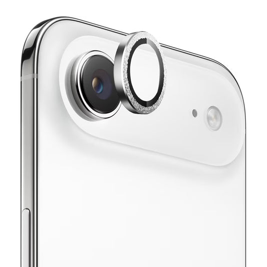 Фолио за защита на задната камера Blueo Glitter Diamond Metal Frame за Apple iPhone 17 Air, Закалено стъкло, Сребристо