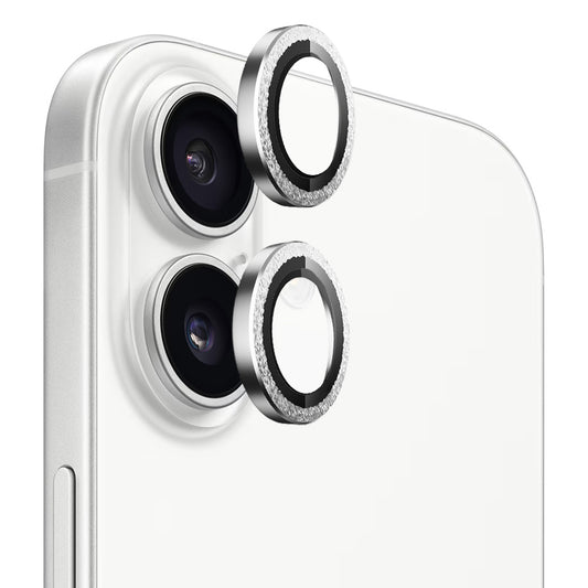 Фолио за защита на задната камера Blueo Glitter Diamond Metal Frame за Apple iPhone 17, Закалено стъкло, Сребристо