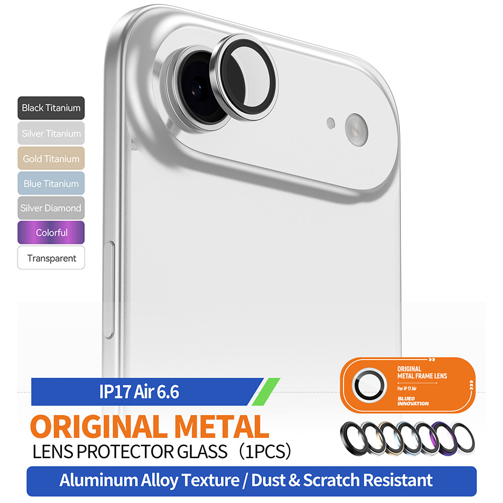 Фолио за защита на задната камера Blueo Metal Frame за Apple iPhone 17 Air, Закалено стъкло, Многоцветно