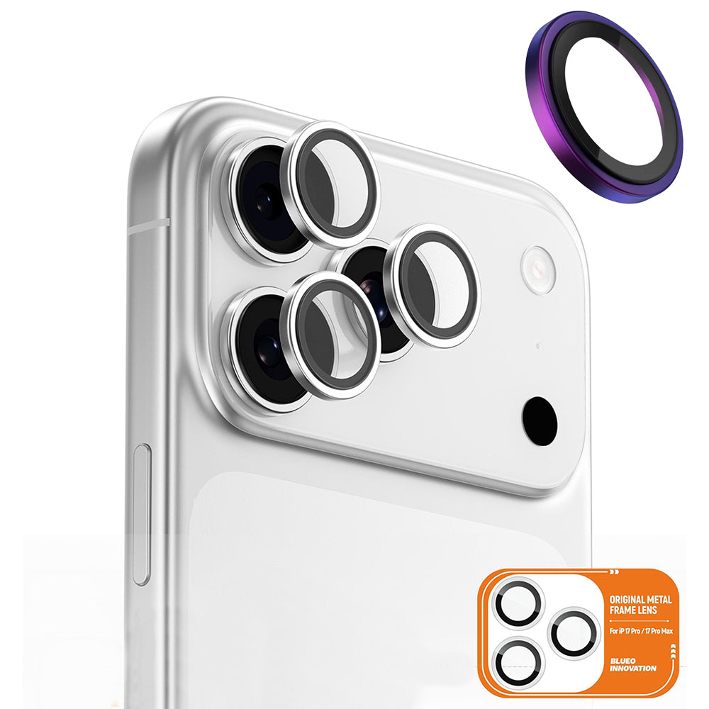 Фолио за защита на задната камера Blueo Metal Frame за Apple iPhone 17 Pro Max / 17 Pro, Закалено стъкло, Многоцветно