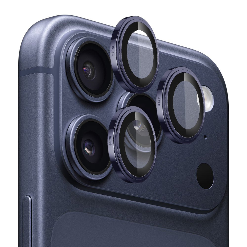 Фолио за защита на задната камера Blueo Sapphire Crystal за Apple iPhone 17 Pro Max / 17 Pro, Закалено стъкло, Тъмносиньо