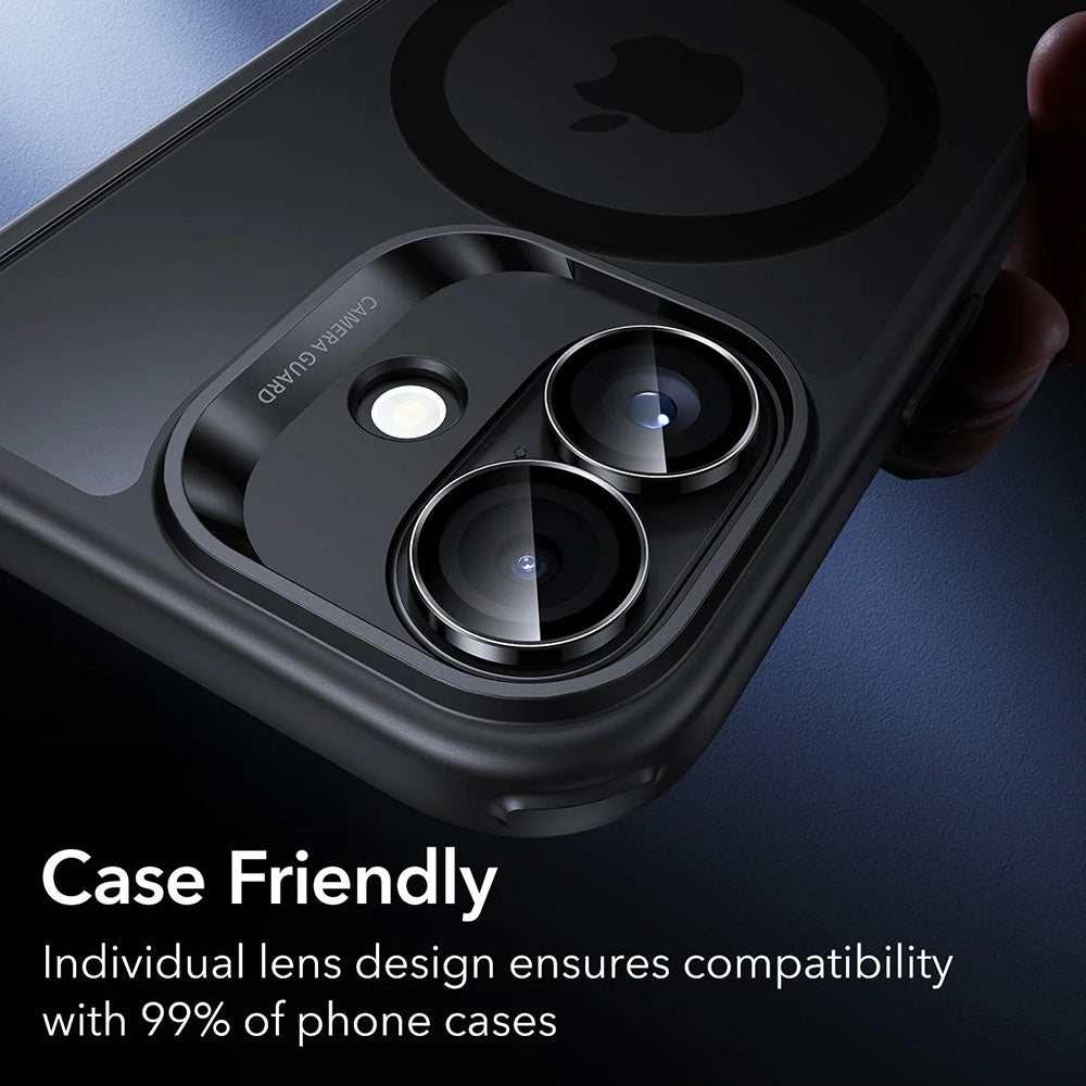 Защитно фолио ESR Armorite за задна камера за Apple iPhone 17 / 16 Plus / 16, закалено стъкло, комплект от 2 броя, черно