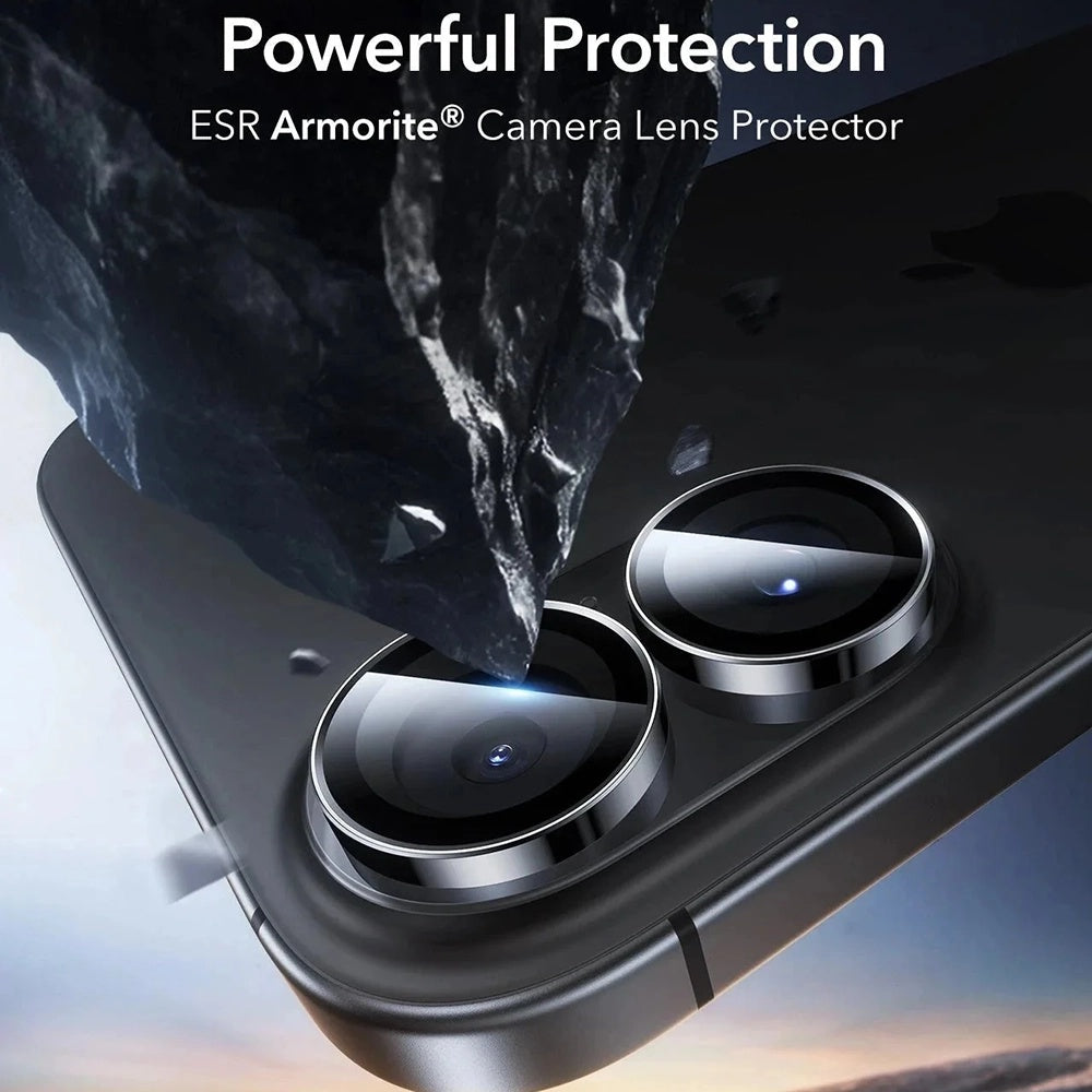 Защитно фолио ESR Armorite за задна камера за Apple iPhone 17 / 16 Plus / 16, закалено стъкло, комплект от 2 броя, черно