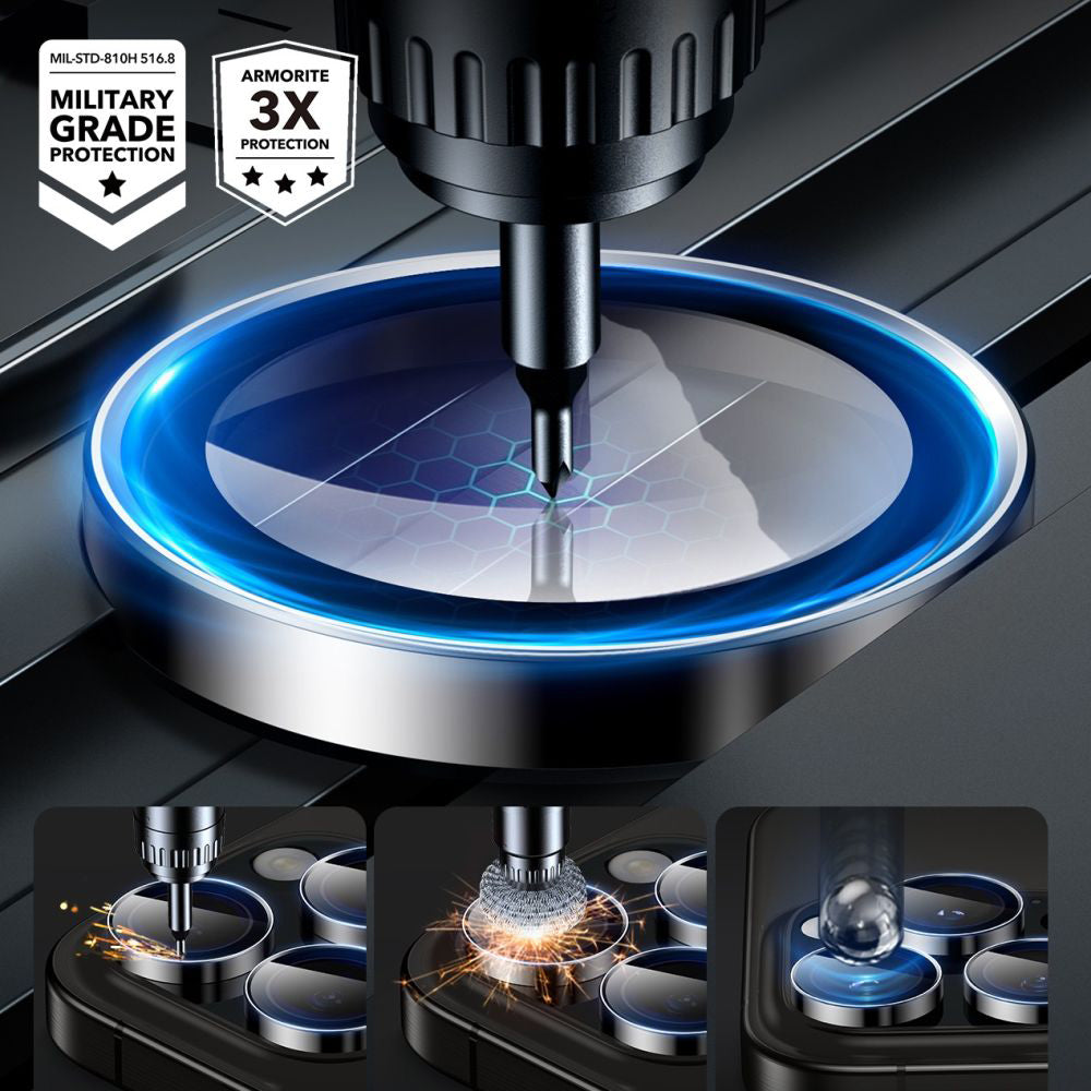 Защитно фолио ESR Armorite за задна камера за Apple iPhone 17 Pro Max / 17 Pro / 16 Pro Max / 16 Pro, Закалено стъкло, Черно