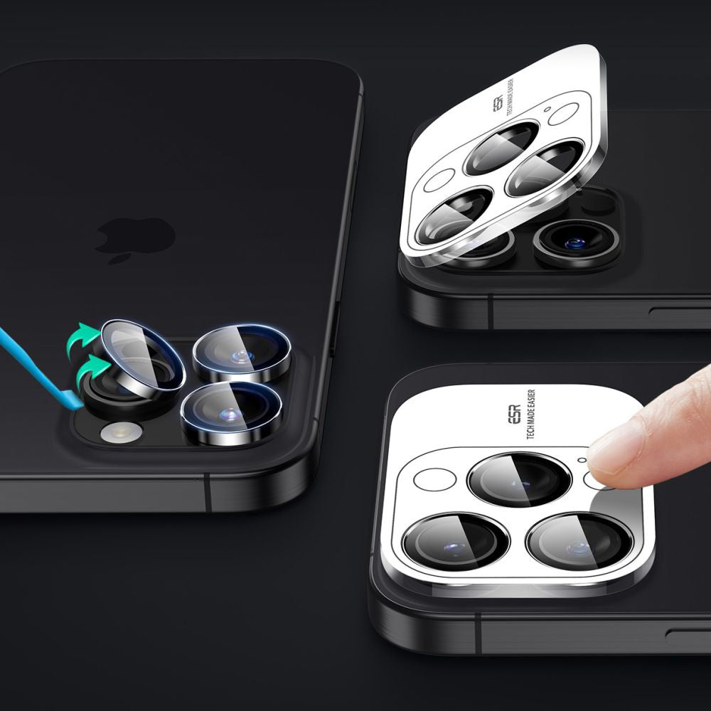 Защитно фолио ESR Armorite за задна камера за Apple iPhone 17 Pro Max / 17 Pro / 16 Pro Max / 16 Pro, Закалено стъкло, Черно
