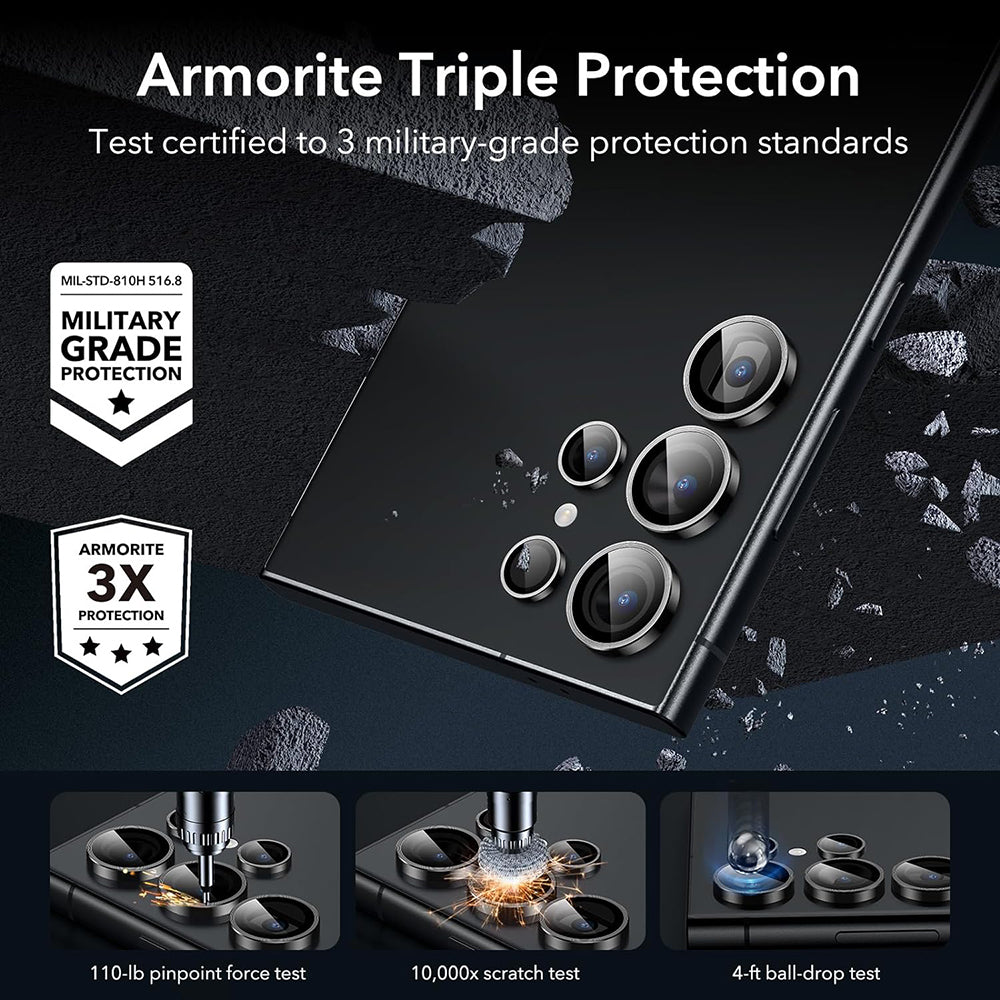 Защитно фолио ESR за задна камера за Samsung Galaxy S24 Ultra S928, закалено стъкло, комплект от 2 броя, черно.
