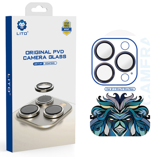 Защитно фолио Lito Titanium AR за задна камера за Apple iPhone 17 Pro Max / 17 Pro, закалено стъкло, тъмносиньо