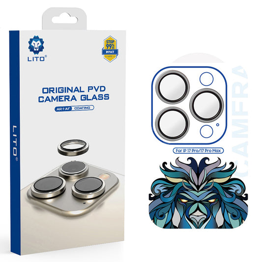Защитно фолио за задна камера Lito Titanium AR за Apple iPhone 17 Pro Max / 17 Pro, закалено стъкло, сиво