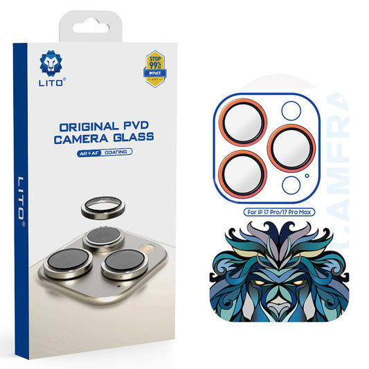 Защитно фолио Lito Titanium AR за задна камера за Apple iPhone 17 Pro Max / 17 Pro, закалено стъкло, оранжево