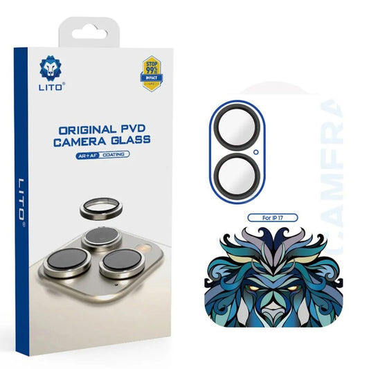 Фолио за защита на задната камера Lito Titanium AR за Apple iPhone 17, Закалено стъкло, Черно
