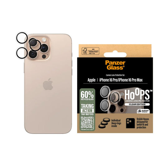 Фолио за защита на задната камера PanzerGlass Hoops за Apple iPhone 16 Pro Max / 16 Pro, закалено стъкло, прозрачно