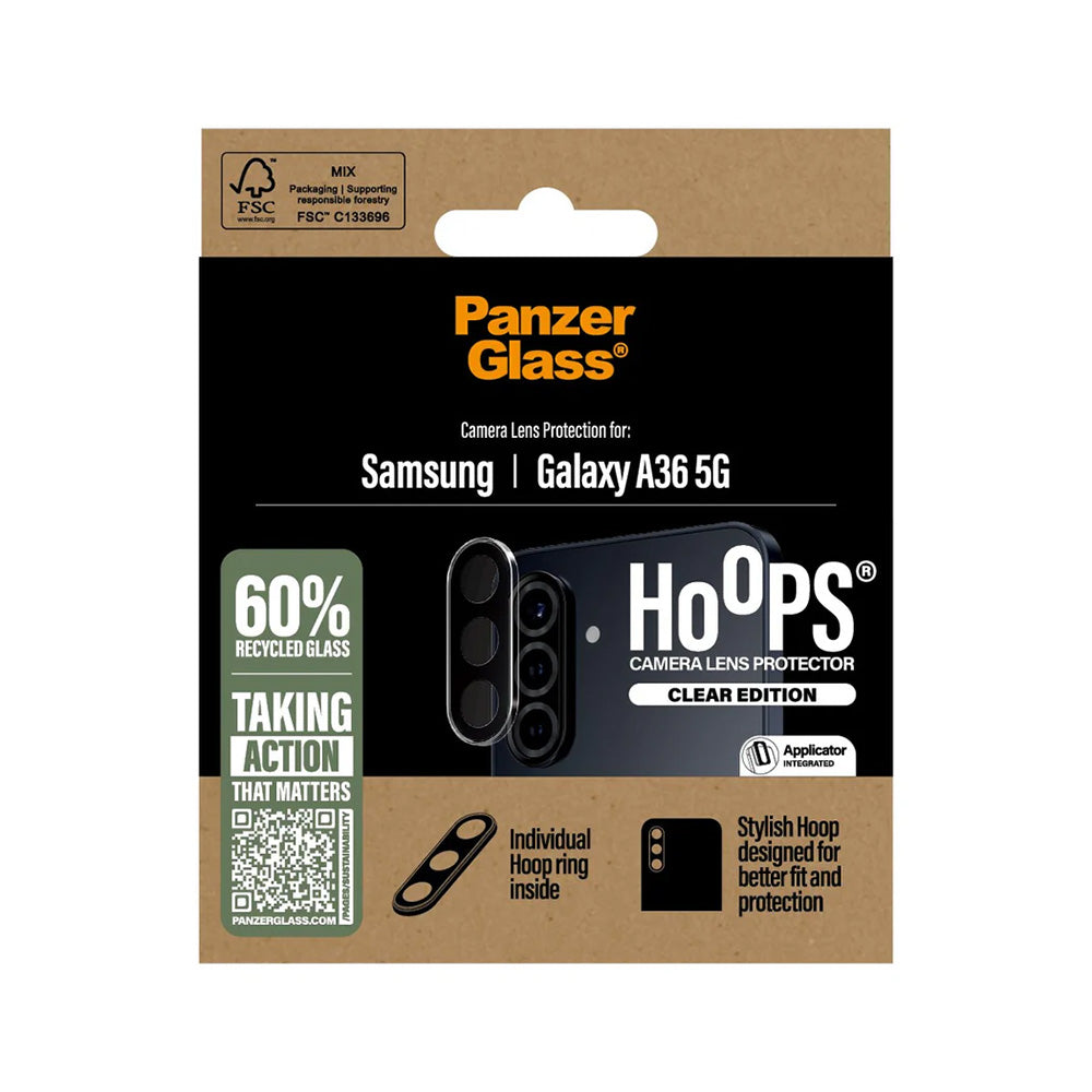 Защитно фолио за задна камера PanzerGlass Hoops за Samsung Galaxy A36 A366, закалено стъкло, прозрачно