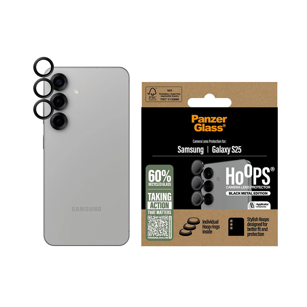 Защитно фолио за задна камера PanzerGlass Hoops за Samsung Galaxy S25 S931, закалено стъкло, черно