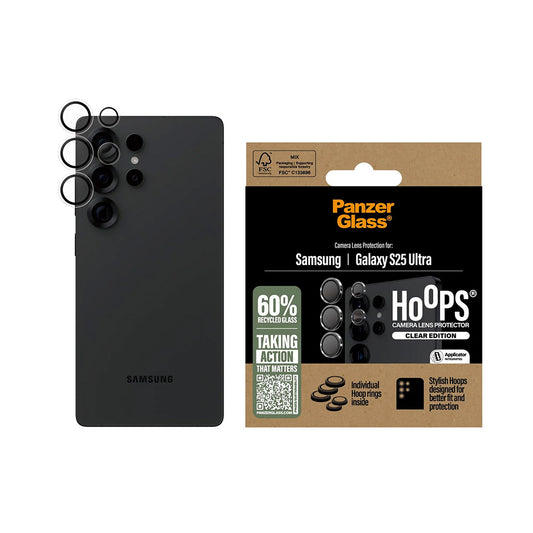 Защитно фолио за задна камера PanzerGlass Hoops за Samsung Galaxy S25 Ultra S938, закалено стъкло, прозрачно