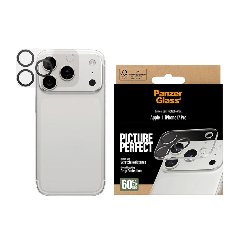 Фолио за защита на задната камера PanzerGlass PicturePerfect за Apple iPhone 17 Pro, закалено стъкло, прозрачно