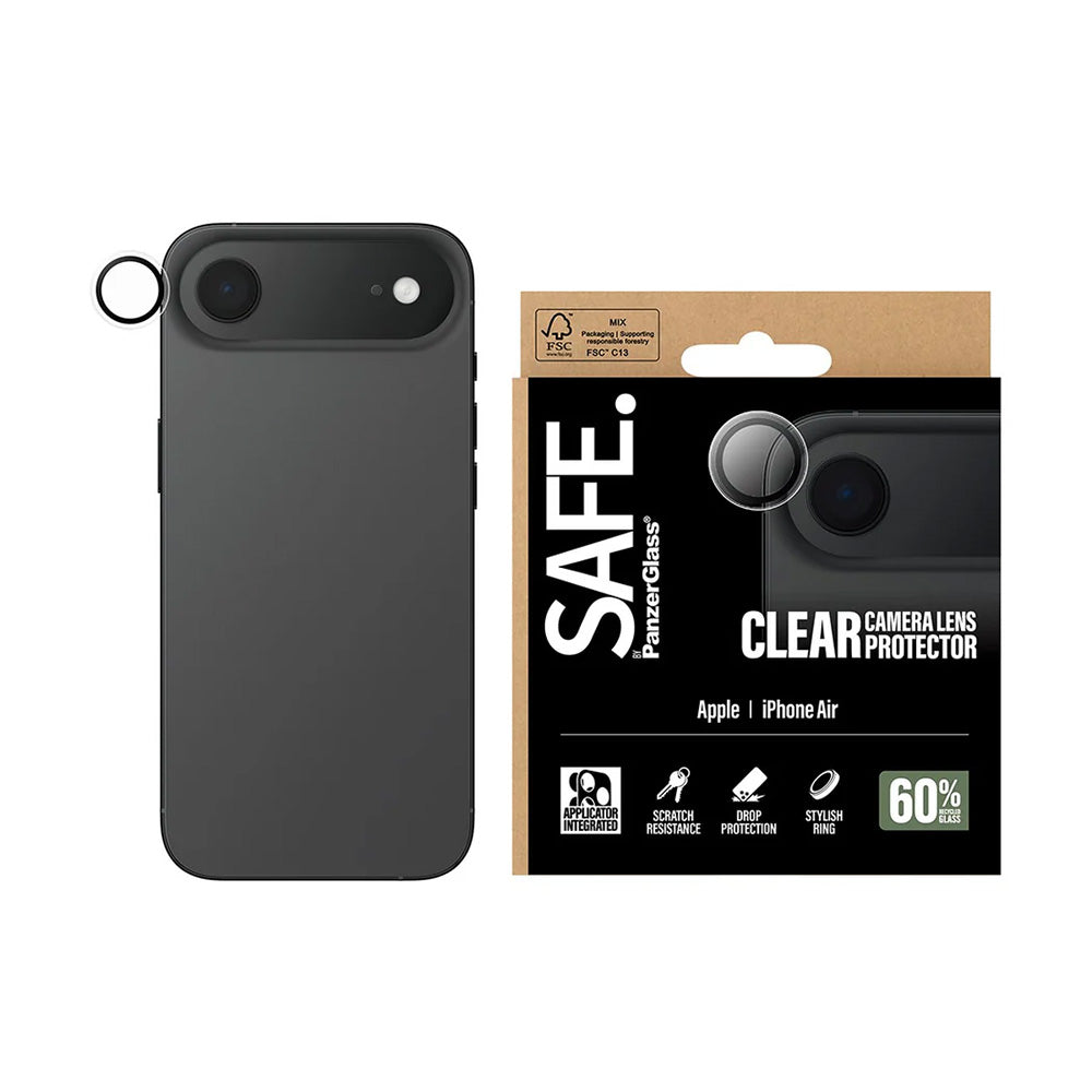 Фолио за защита на задната камера PanzerGlass Safe. за Apple iPhone 17 Air, Закалено стъкло, Прозрачно