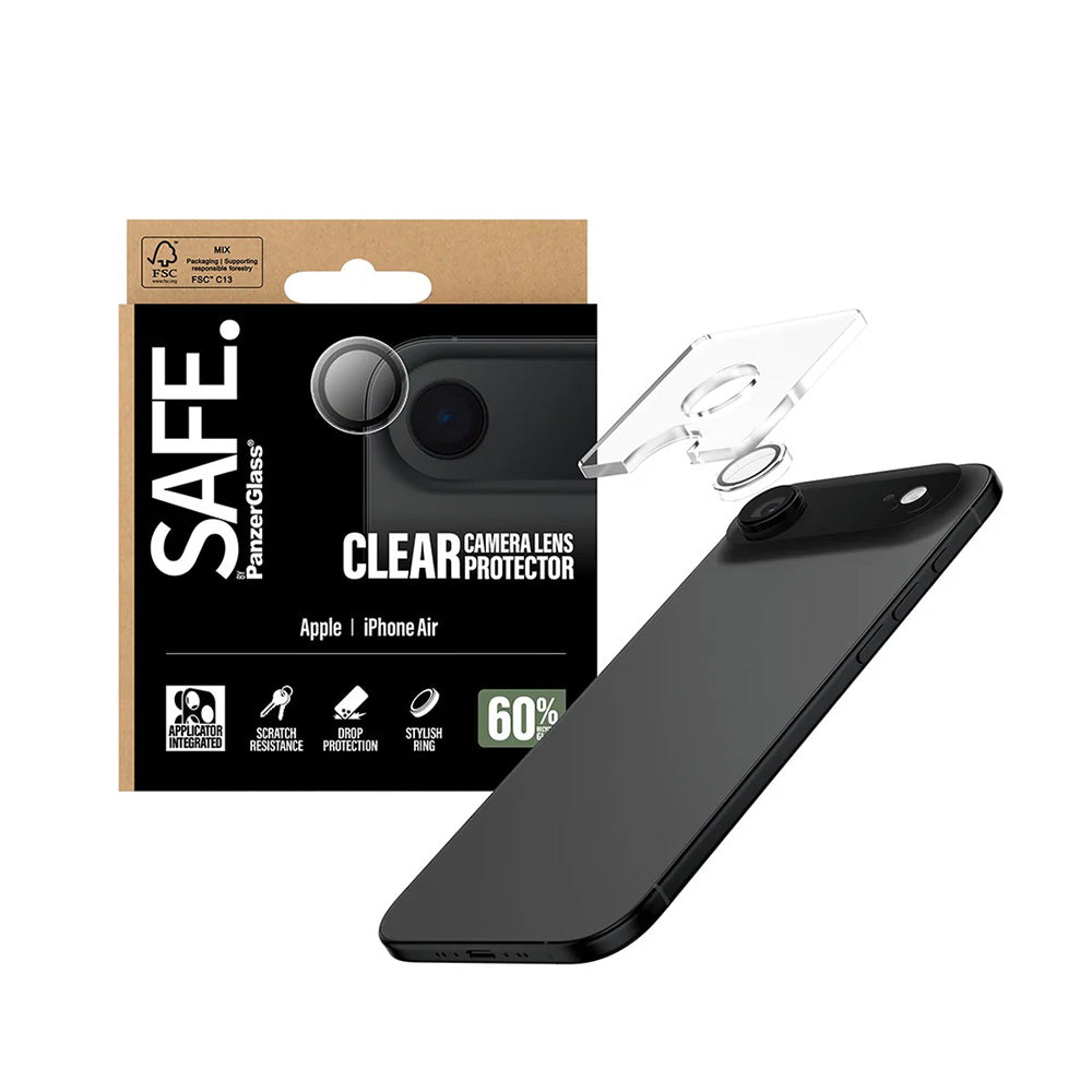 Фолио за защита на задната камера PanzerGlass Safe. за Apple iPhone 17 Air, Закалено стъкло, Прозрачно