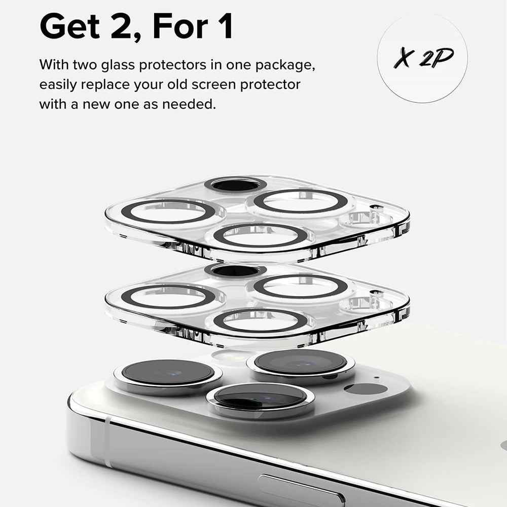 Протектор за задна камера Ringke за Apple iPhone 15 Pro, закалено стъкло, комплект от 2 броя, прозрачен