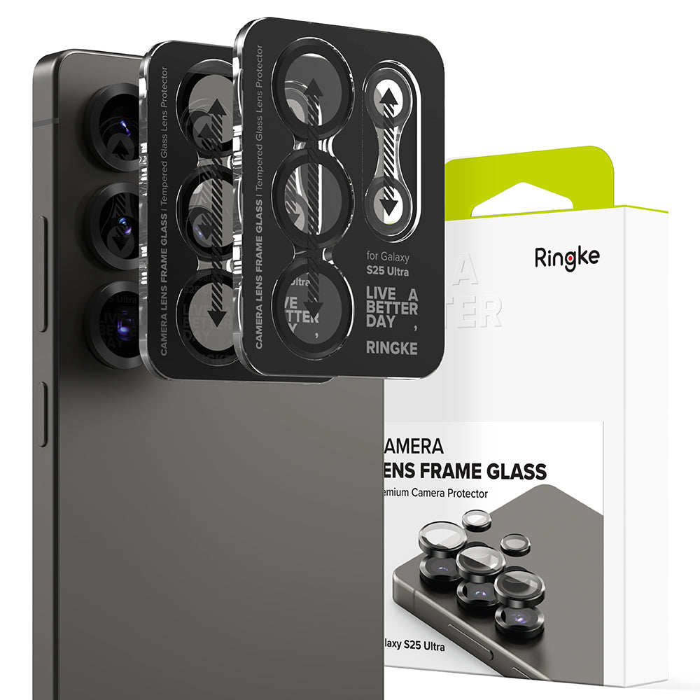 Фолио за защита на задната камера Ringke за Samsung Galaxy S25 Ultra S938, закалено стъкло, черно.