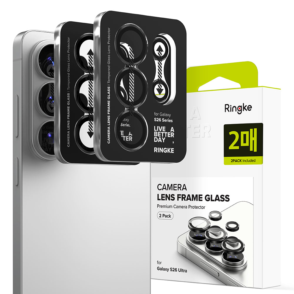Защитно фолио Ringke за задна камера за Samsung Galaxy S26 Ultra S948, закалено стъкло, комплект от 2 броя, черно.