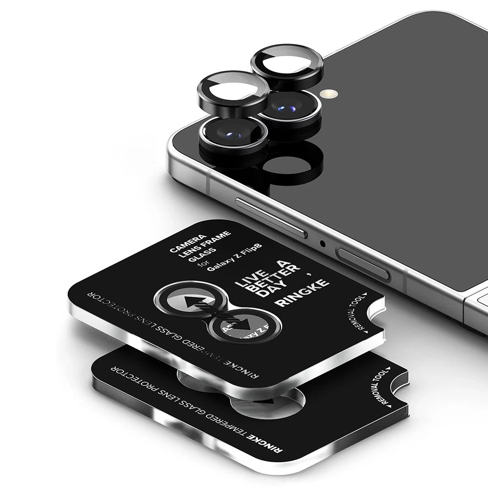 Протектор за задна камера Ringke за Samsung Galaxy Z Flip8 F776, закалено стъкло, комплект от 2 броя, черен