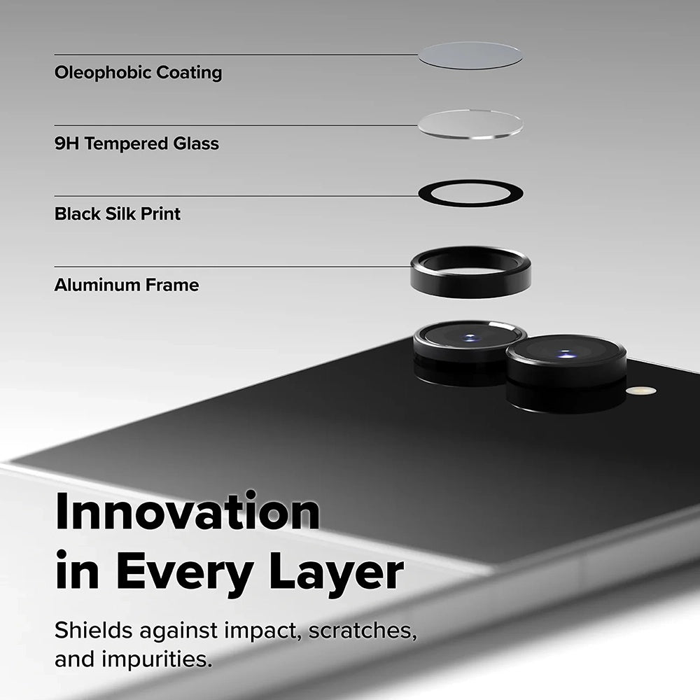 Протектор за задна камера Ringke за Samsung Galaxy Z Flip8 F776, закалено стъкло, комплект от 2 броя, черен