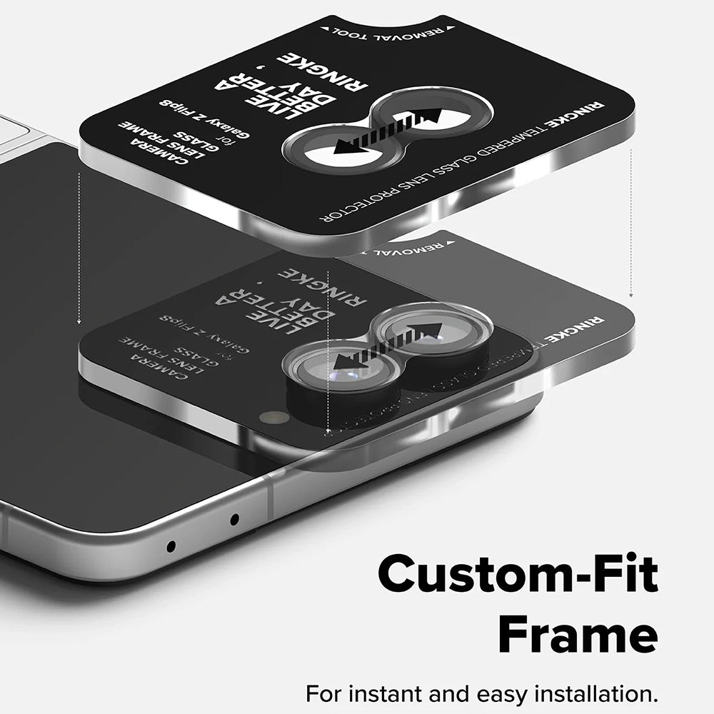 Протектор за задна камера Ringke за Samsung Galaxy Z Flip8 F776, закалено стъкло, комплект от 2 броя, черен