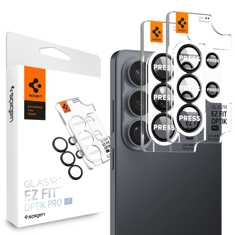 Защитно фолио за задна камера Spigen GlastR EZ FIT Optik Pro HD за Samsung Galaxy S26 Ultra S948, закалено стъкло, комплект 2 броя, черно