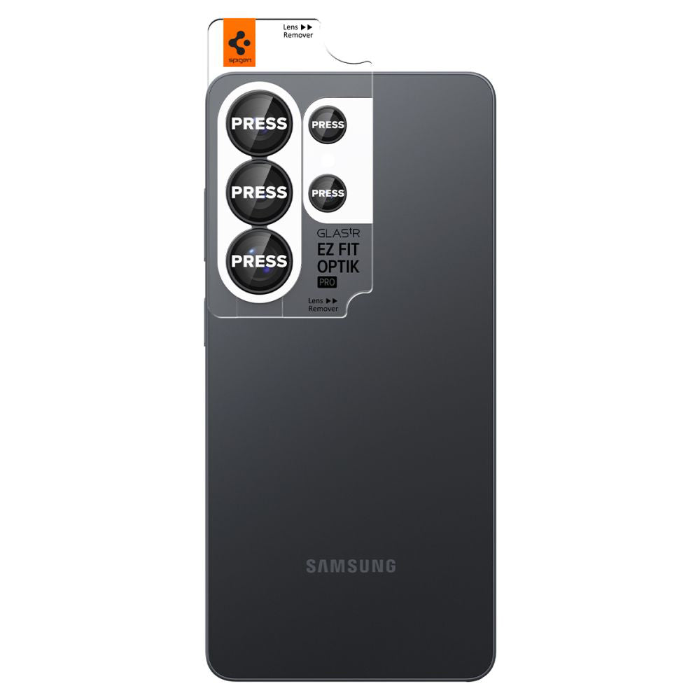 Защитно фолио за задна камера Spigen GlastR EZ FIT Optik Pro HD за Samsung Galaxy S26 Ultra S948, закалено стъкло, комплект 2 броя, черно