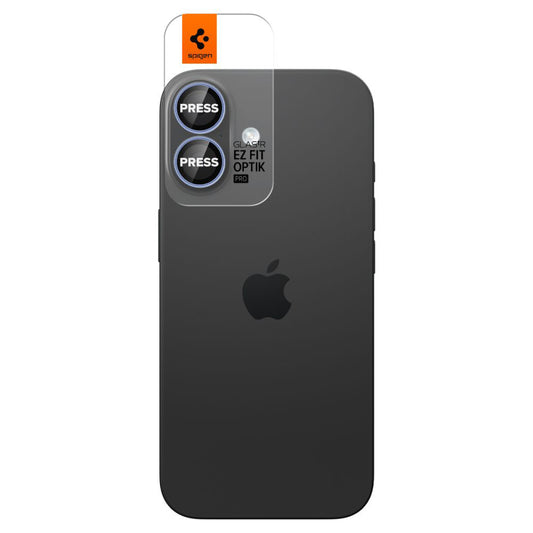 Протектор за задна камера Spigen GlastR EZ FIT Optik Pro за Apple iPhone 17 / 16 Plus / 16, закалено стъкло, комплект от 2 броя, синьо
