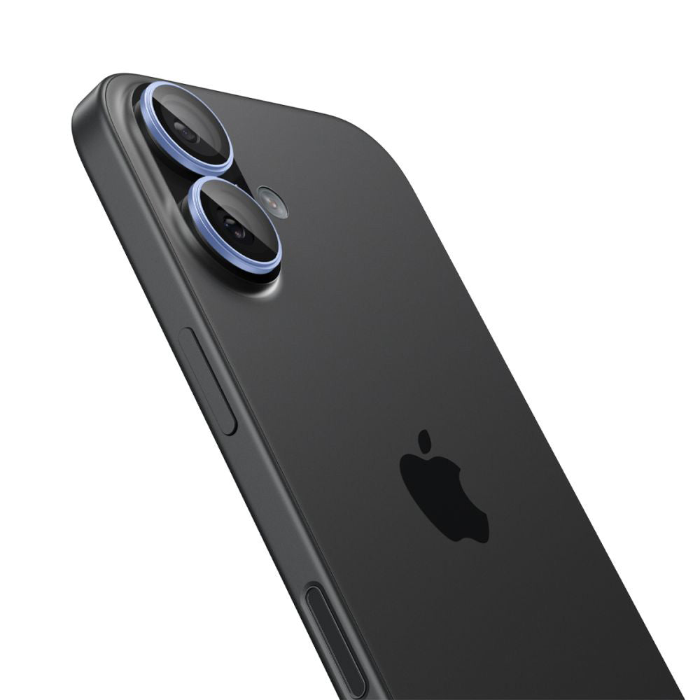 Протектор за задна камера Spigen GlastR EZ FIT Optik Pro за Apple iPhone 17 / 16 Plus / 16, закалено стъкло, комплект от 2 броя, синьо