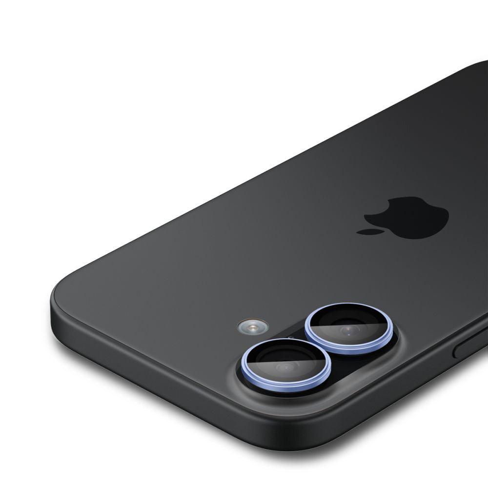 Протектор за задна камера Spigen GlastR EZ FIT Optik Pro за Apple iPhone 17 / 16 Plus / 16, закалено стъкло, комплект от 2 броя, синьо