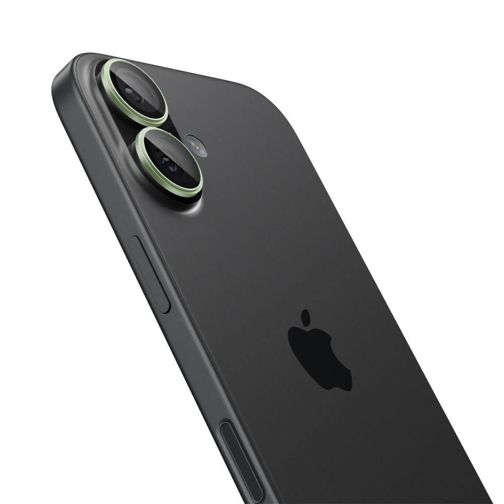 Защитно фолио за задна камера Spigen GlastR EZ FIT Optik Pro за Apple iPhone 17 / 16 Plus / 16, Закалено стъкло, Комплект 2 броя, Зелено AGL10128