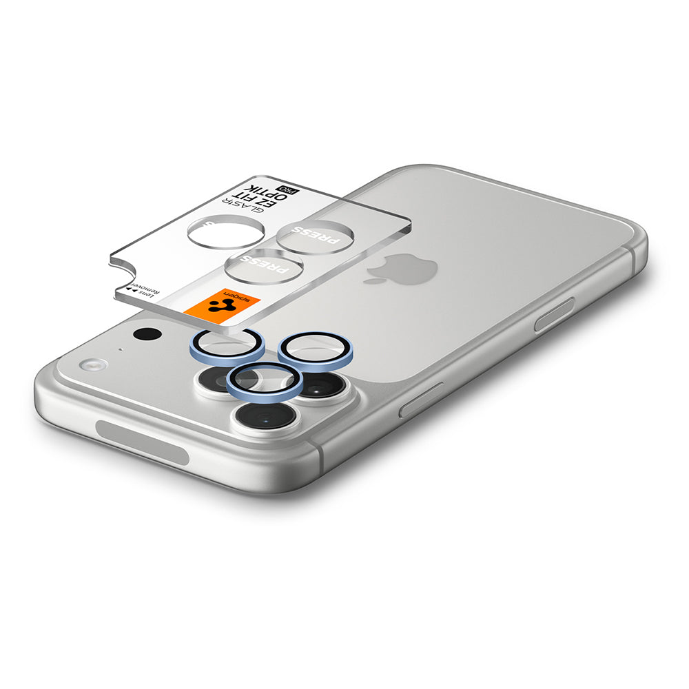 Протектор за задна камера Spigen GlastR EZ FIT Optik Pro за Apple iPhone 18 Pro / 18 Pro Max, закалено стъкло, комплект 2 броя, син AGL12045
