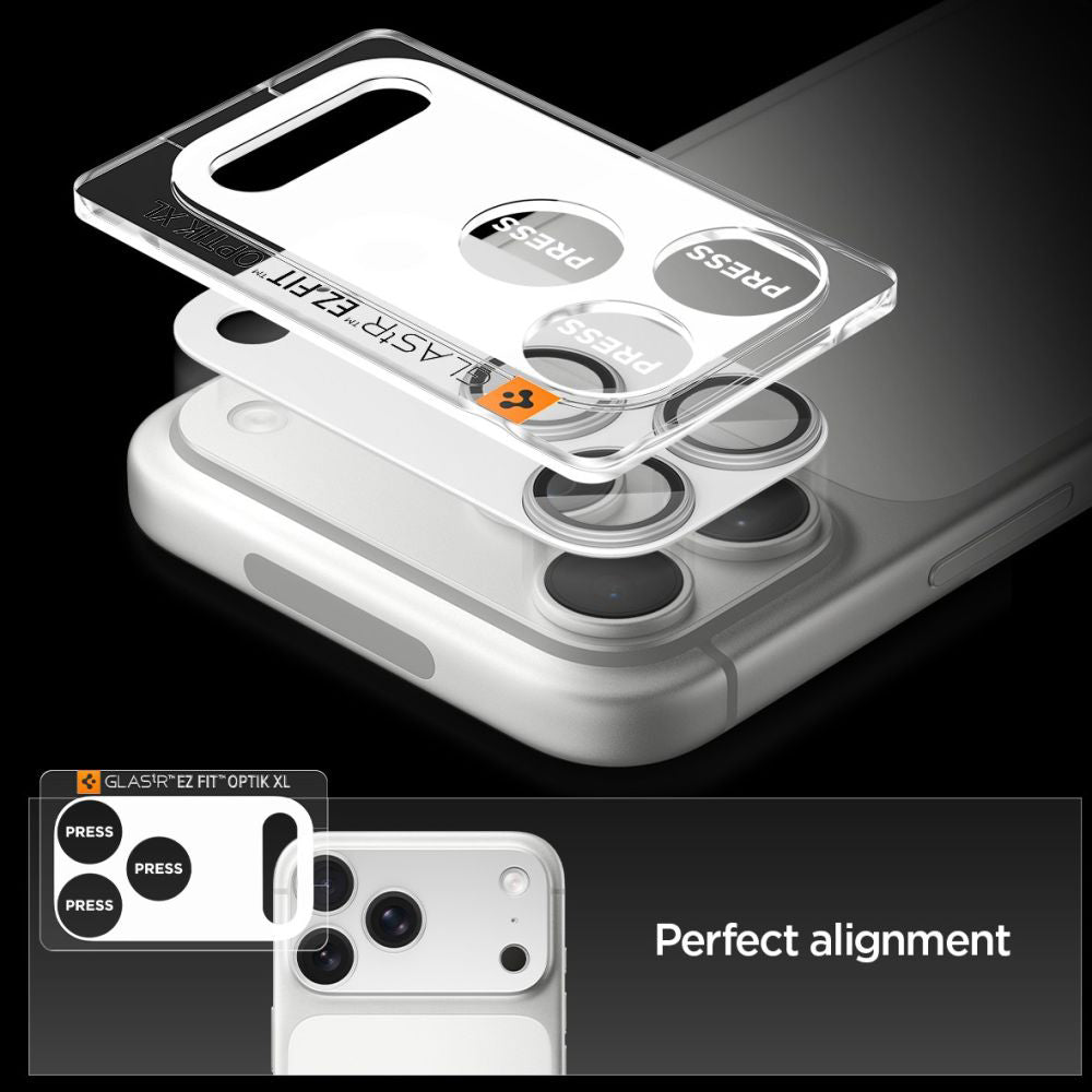 Фолио за защита на задната камера Spigen GlastR EZ FIT Optik Pro XL за Apple iPhone 17 Pro Max, закалено стъкло, сребристо AGL10652