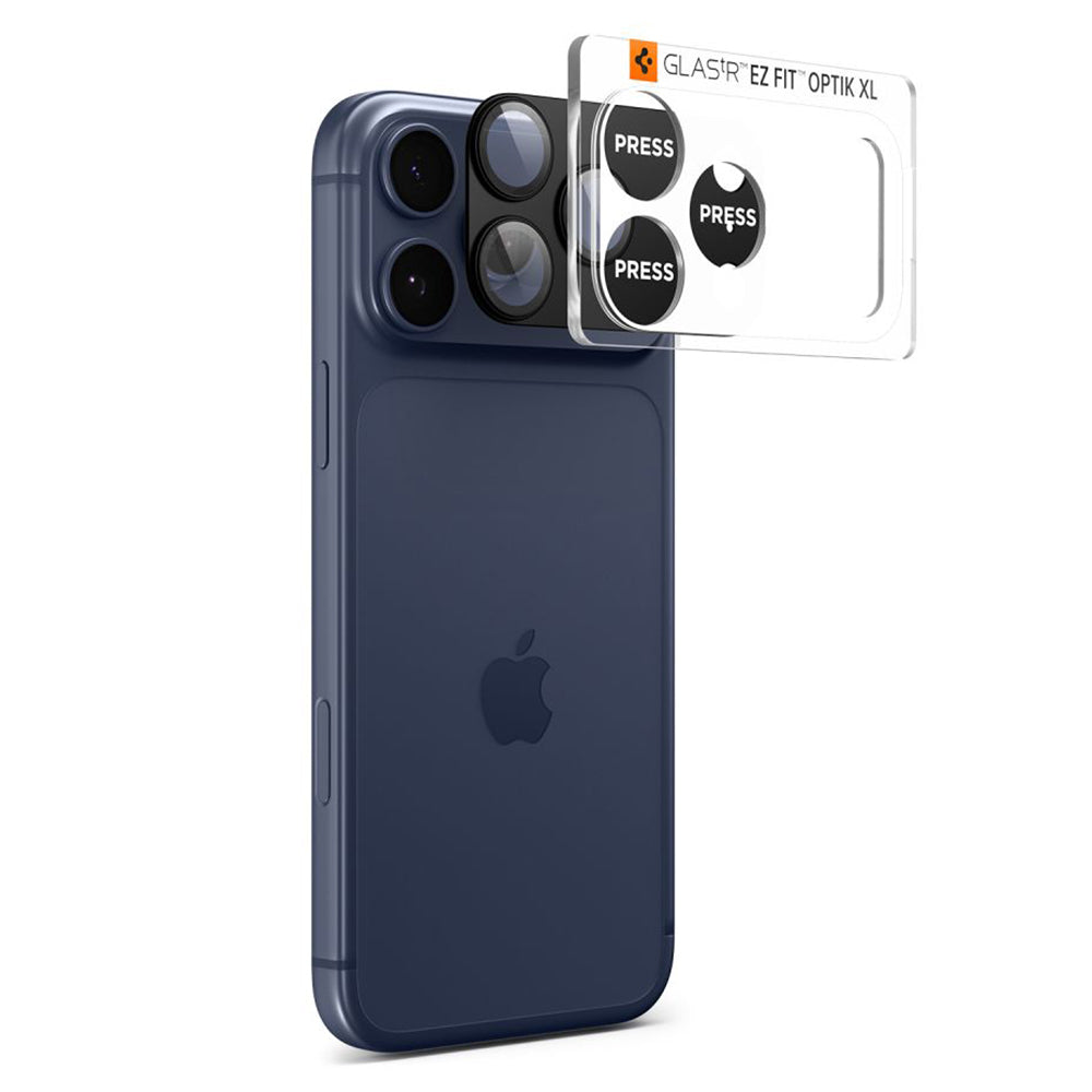 Фолио за защита на задната камера Spigen GlastR EZ FIT Optik Pro XL за Apple iPhone 17 Pro Max, Закалено стъкло, Черно AGL10649