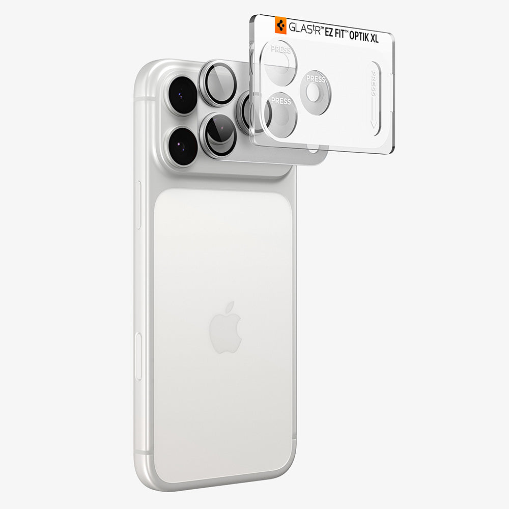Протектор за задна камера Spigen GlastR EZ FIT Optik Pro XL за Apple iPhone 18 Pro, закалено стъкло, сребрист AGL12038