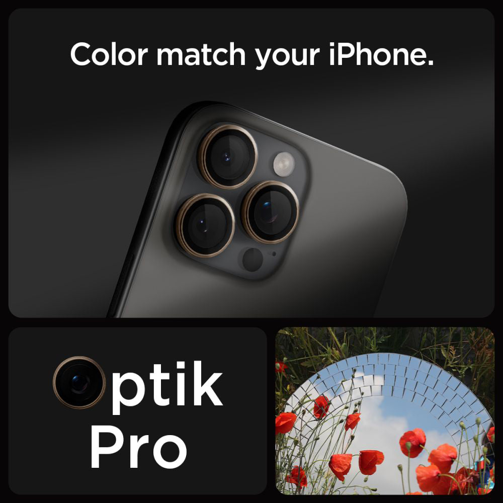 Защитно фолио за задна камера Spigen GlastR EZ FIT Optik Pro за Apple iPhone 16 Pro, закалено стъкло, комплект от 2 броя, бронз AGL08862