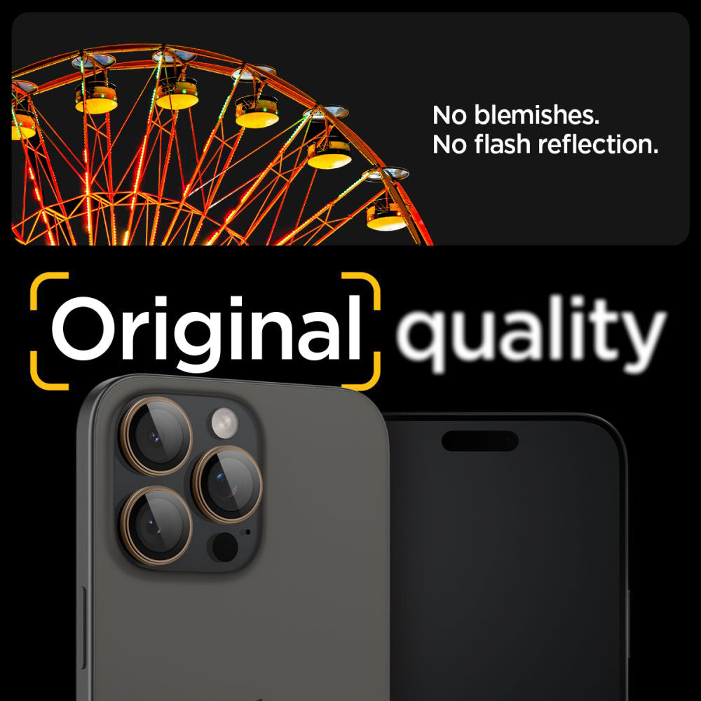 Защитно фолио за задна камера Spigen GlastR EZ FIT Optik Pro за Apple iPhone 16 Pro, закалено стъкло, комплект от 2 броя, бронз AGL08862