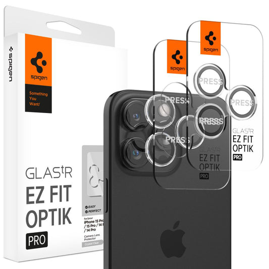 Фолио за защита на задната камера Spigen GlastR EZ FIT Optik Pro за Apple iPhone 17 Pro Max / 17 Pro, Закалено стъкло, Комплект 2 броя, Прозрачно