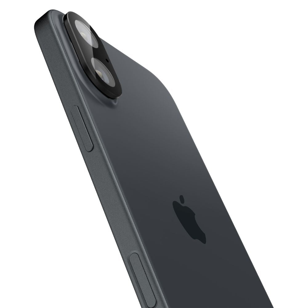 Защитно фолио за задна камера Spigen GlastR Optik за Apple iPhone 16 Plus / 16, закалено стъкло, комплект от 2 броя, черно AGL07922