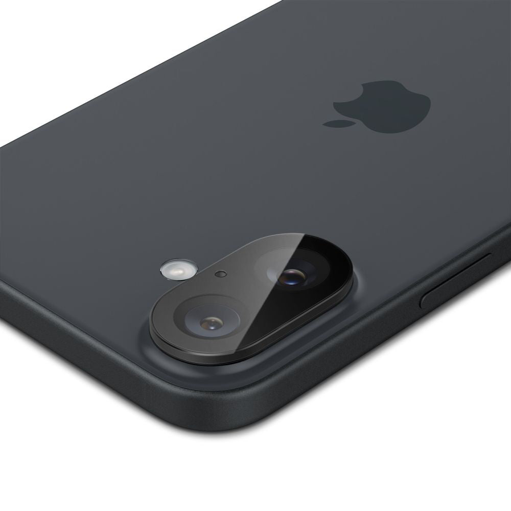Защитно фолио за задна камера Spigen GlastR Optik за Apple iPhone 16 Plus / 16, закалено стъкло, комплект от 2 броя, черно AGL07922