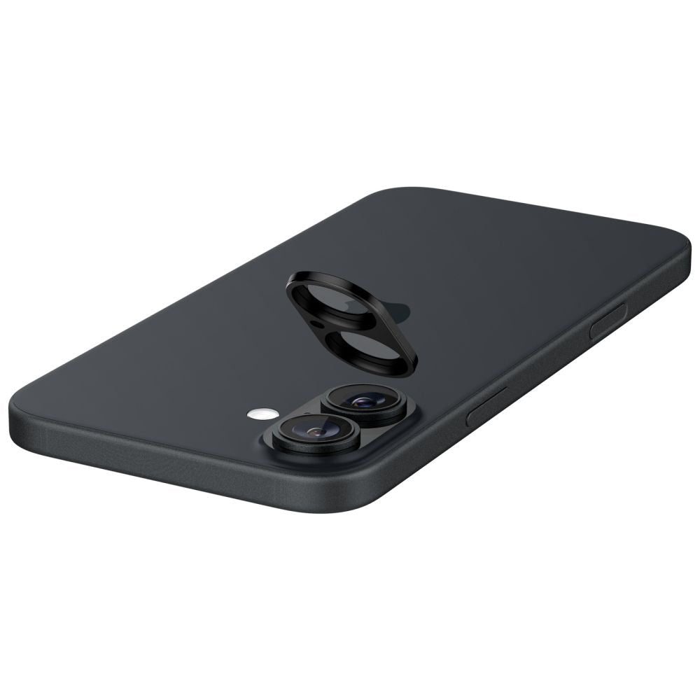 Защитно фолио за задна камера Spigen GlastR Optik за Apple iPhone 16 Plus / 16, закалено стъкло, комплект от 2 броя, черно AGL07922