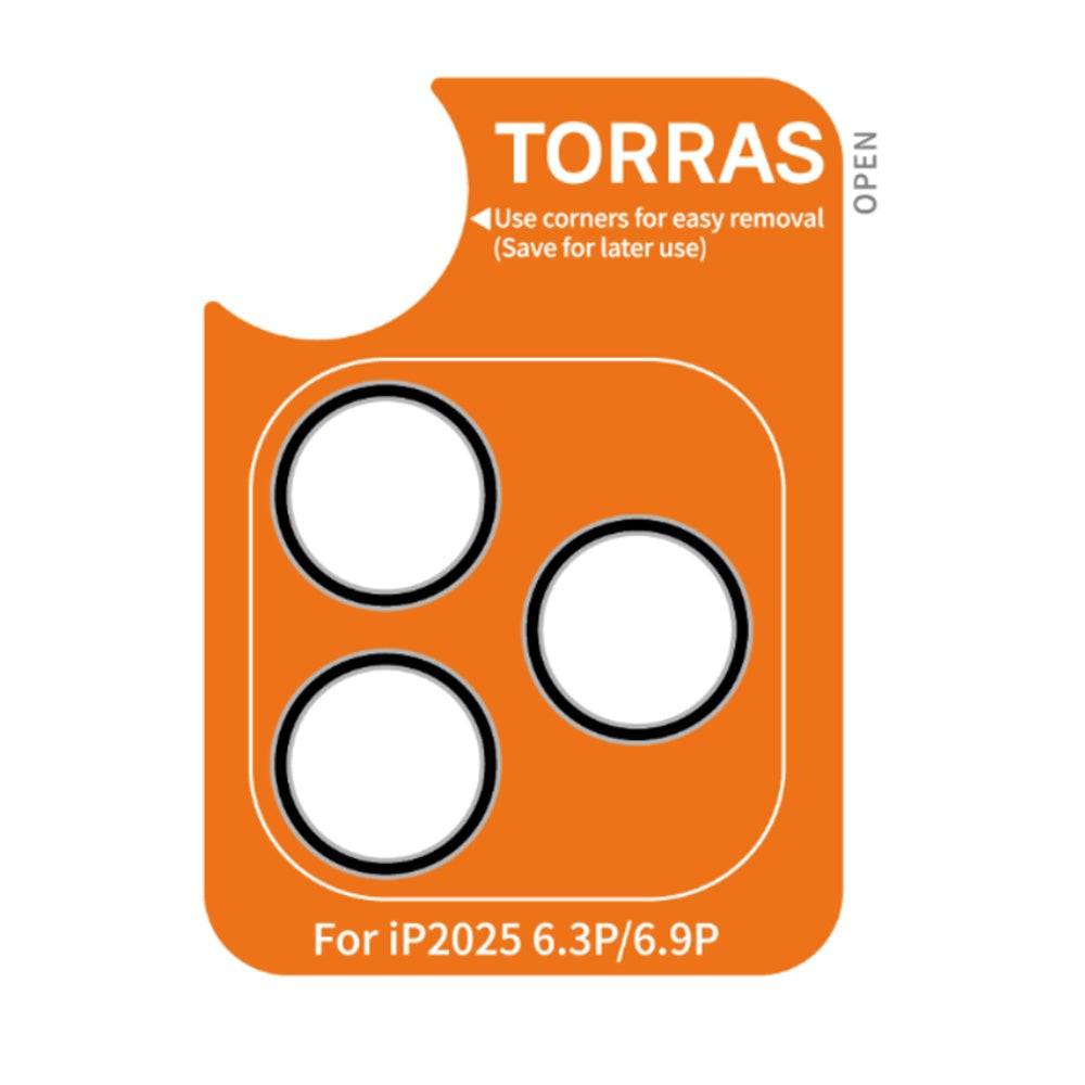 Фолио за защита на задната камера Torras Lensguard за Apple iPhone 17 Pro, закалено стъкло, черно