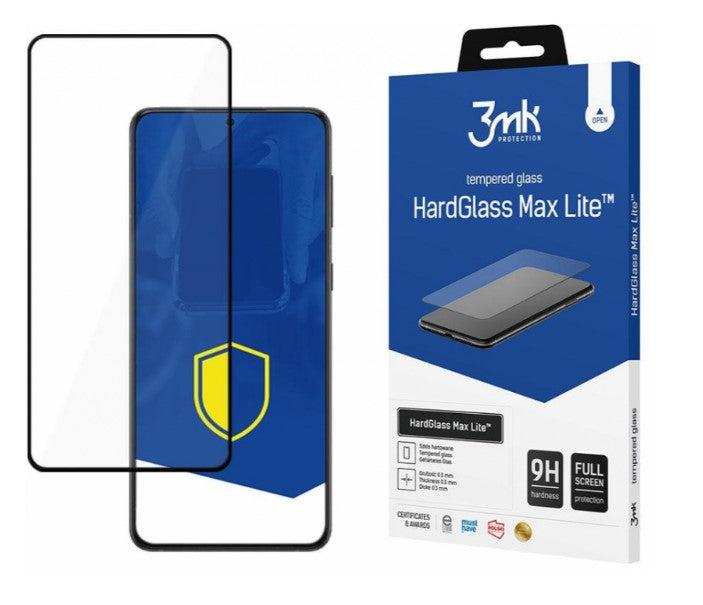 СКРИЙН ПРОТЕКТОР 3MK HardGlass Max Lite за Samsung Galaxy S22 5G S901, стъклен щит, пълно залепване, черен