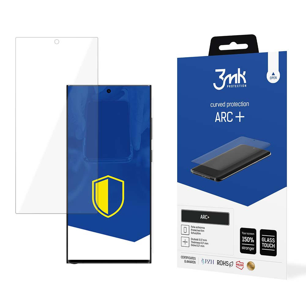 Защитно фолио за екран 3MK ARC+ за Samsung Galaxy S23 Ultra S918, Пластмаса